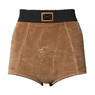 Dolce & Gabbana Short Shorts, female, Brown, Size: S High Waisted Cotton Hot Pants Shorts