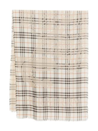 Burberry checked fringed scarf - Neutrals