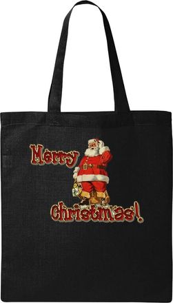 Generic Merry Christmas Santa gifts holiday funny Natural Ecological Cotton Tote Bag Black