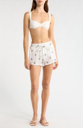 Elan Evil Eye Cover-Up Shorts in White Evil Eye at Nordstrom, Size X-Small