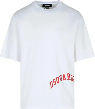 Dsquared2 Loose Fit White Curved Graphic T-Shirt