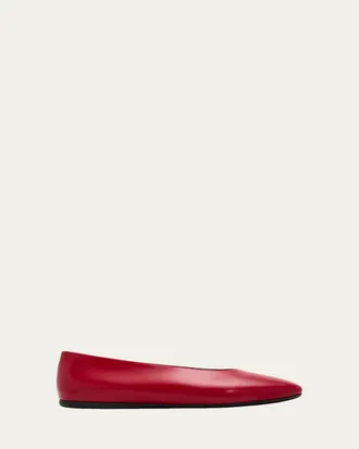 Prada Brushed Leather Ballerina Flats