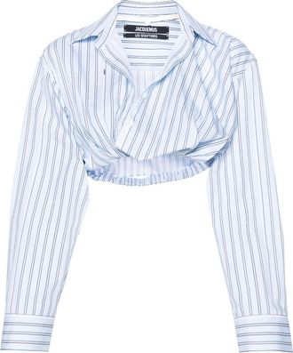 Jacquemus La Chemise Bahia striped shirt - women - Cotton - 38 - Blue