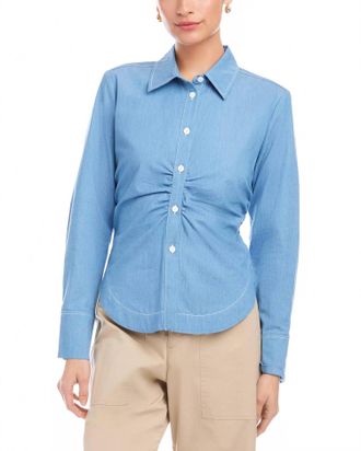 Fifteen Twenty Norlyn Side Shirred Shirt In Chambray