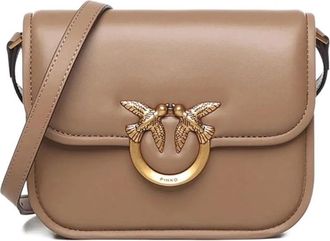 Pinko Love Box Bag Fl Mini Nappa + V - Dames - Schoudertassen - Bruin - ONE Size - Katoen - Tassen
