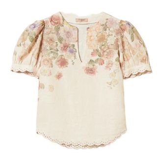 Twinset Blouses, female, Beige, Size: XS Wild Flowers Top