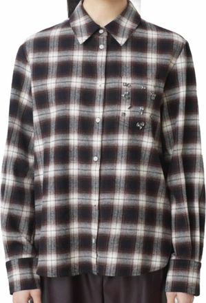 Suncoo Button Plaid Shirt In Chocolate