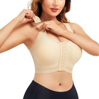 Generic Post Surgery Bra Front Closure Compression Bras Wirefree Mastectomy Bra with Adjustable Straps Comfortable Seamless Full Coverage Bra for Women Wirele