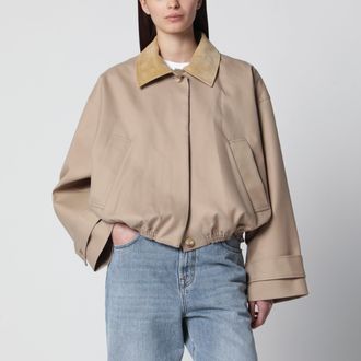 R&oacute;he Sand-colored bomber jacket with suede collar