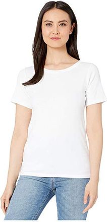 Pendleton Short Sleeve Cotton Rib Crew Womens Clothing White : LG (US 12-14)