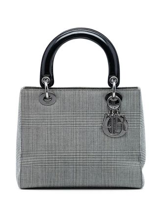 Dior 1999 Medium Canvas Houndstooth Lady Dior satchel - women - Canvas - One Size - Grey