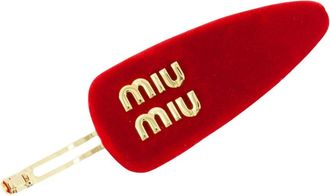 Miu Miu Accessoires, Dames, Rood, ONE Size, Katoen, Haarklip van fluweel