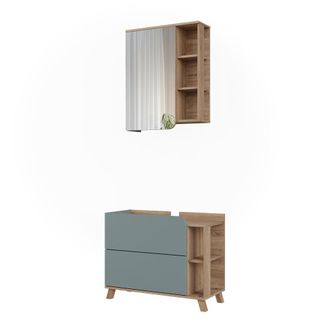 Vicco Conjunto De Muebles De Ba&ntilde;o Karen, Azul/sonoma, 2 Piezas, Vicco