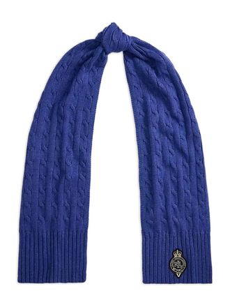 Lauren Ralph Lauren ribbed logo scarf - women - Fabric - One Size - Blue
