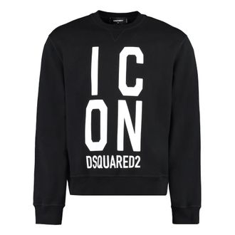 Dsquared2 Sweatshirts, male, Black, Size: S Cotton Sweatshirt Cool Fit Ribbed Style