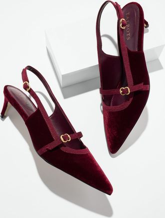 Talbots Elena Slingback Pumps - Velvet - Red Wine - 10 1/2 M Talbots