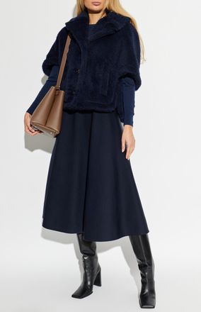 Max Mara Short Fur Coat Corvino1, Womens, Navy Blue