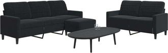 vidaXL Vidaxl - Juego De Sof&aacute;s Con Cojines 3 Piezas Terciopelo Negro