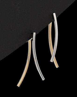 Italian Gold, Inc 14K Italian Gold Two-Tone Curved Bar Earrings