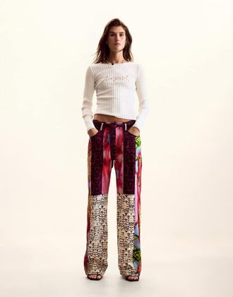Desigual Pantaloni fluidi neri disegnati da Christian Lacroix-Rosso