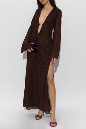 Os&eacute;ree Dress With Lurex Thread, Womens, Brown