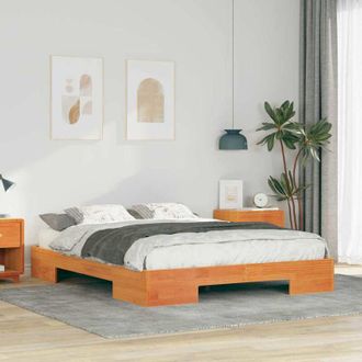 vidaXL Estructura De Cama Marr&oacute;n Madera Maciza De Pino Vidaxl