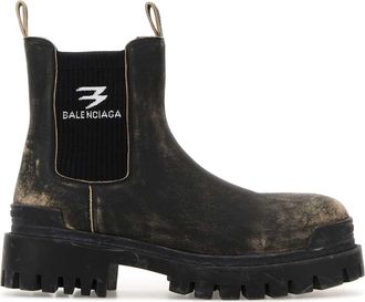 Balenciaga Slate Leather Chelsea Strike Ankle Boots