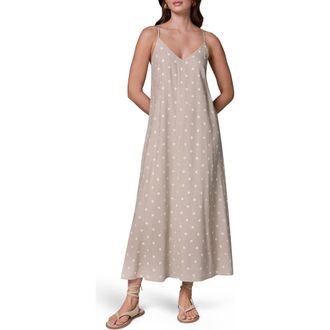 DKNY Polka Dot Linen Blend Dress in Sandstone Di at Nordstrom, Size X-Large