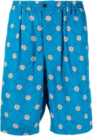 Marni Floral Print Track Shorts Elasticated Waistband