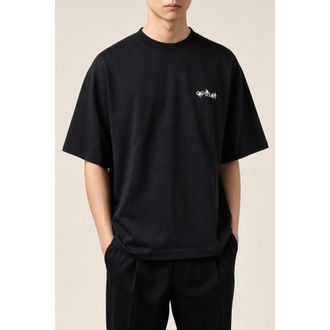 Off-white Mens Black Cotton Oversized Shirt, Size XS