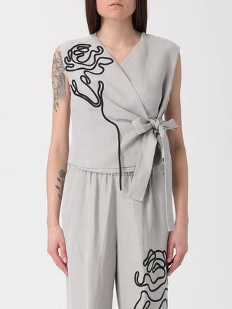 Liviana Conti Gilet Timothy Liviana Conti in misto lino con ricamo floreale