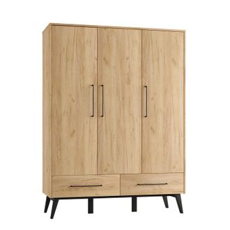 OEM Armoire 3 Portes 2 Tiroirs Pinio Retro Bois
