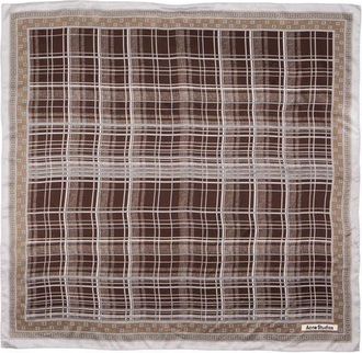 Acne Studios Volta Check Organic Silk Square Scarf in Grey/brown at Nordstrom