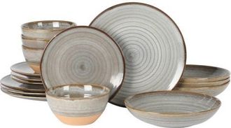 Gibson Home Dreamweaver 16-Piece Double Bowl Dinnerware Set, Service for 4 in Greystone at Nordstrom