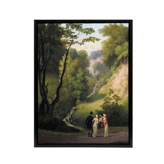 Artery8 CW Eckersberg The Devils Cleft at Liselund Manor Framed Canvas Art in Green | Size: W24 x H32