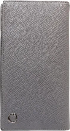 Bulgari Gray Leather Long Wallet (Bi-Fold) (Pre-Owned)