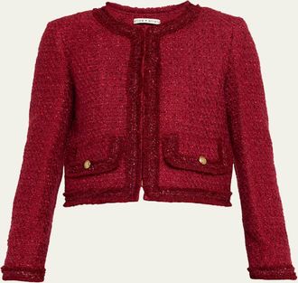 Alice & Olivia Landon Cropped Tweed Jacket