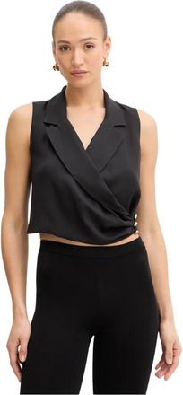 Fracomina Jassen, Dames, Zwart, XL, Polyester, Colbert Wikkel Top