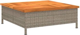 vidaXL Garden Table Grey 70x70x25 cm Rattan and Acacia Wood Vidaxl