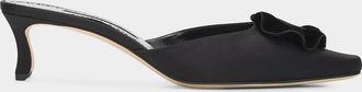 Manolo Blahnik Caulon 50MM Satin Velvet-Trimmed Mules