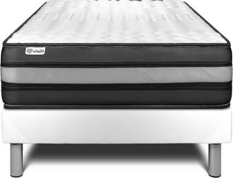 VITALIT Somier blanco + colch&oacute;n con espuma viscoel&aacute;stica 120 x 190