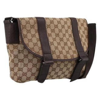 Gucci Pre-owned Vintage GG Canvas Shoulder Bag - Dames - Pre-owned - Beige - Maat: ONE Size Leer