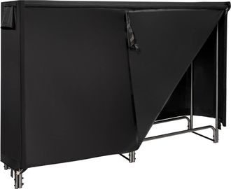 Costway Costway Le&ntilde;ero Exterior Con Cubierta Pvc 600d Impermeable, Estante Le&ntilde;a De 184 Cm, Soporte Para Le&ntilde;a Chimenea Interior Exterior Patio Negro