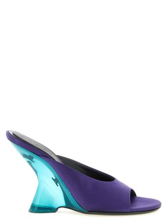 Dries Van Noten Purple Cotton Wedge Womens Sandals