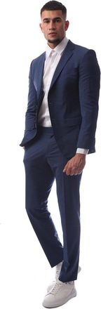 HUGO BOSS Mens Solid Patterned Slim Fit Suit Jacket in Navy - Size 38 (Chest)