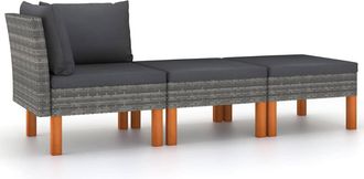 vidaXL Set Muebles De Jard&iacute;n 3 Pzas Rat&aacute;n Sint&eacute;tico Madera Eucalipto Vidaxl