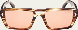 Tom Ford Redford Patterned Acetate Aviator Sunglasses