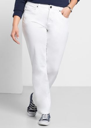 Sheego Stretch-Hose SHEEGO, Damen, Gr. 52, Normalgr&ouml;ssen, weiss (wei&szlig;), 97% Baumwolle, 3% Elasthan, unifarben, Hosen Stretch-Hose
