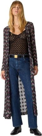 Missoni Long Cardigan In Embroidered Lace in Black & Purple at Nordstrom, Size 42 It