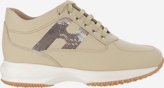 Hogan Beige Lace Up Sneakers